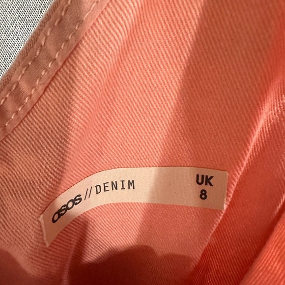 ASOS Denim Jumpsuit V Neck Washed Pink Summer Wide Leg Us Size 4 - Picture 5 of 6